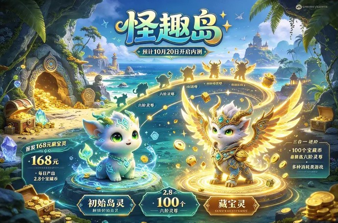怪趣岛开启内测，藏宝灵解锁岛灵养成，三合一高进阶六阶灵尊！