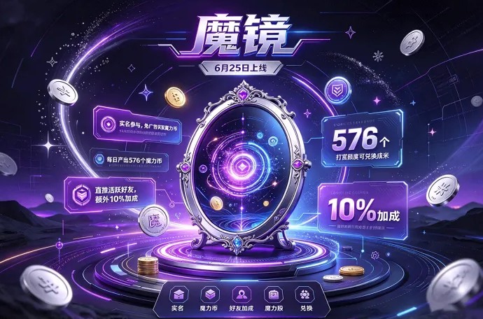 魔镜上线108天，实铭即可，每日产576个魔力分！