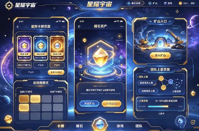 星耀宇宙运行26天,星辉卡牌产耀石,团队上星解锁收溢!