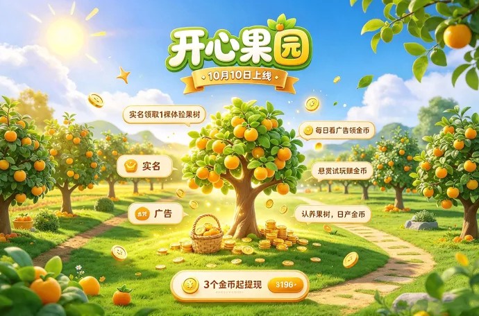 开心果园！体验果树免费领，看广告、做试玩任务！