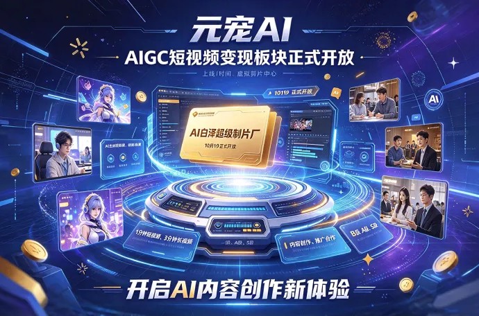 元宠AI开放AIGC短视频板块，白泽制片登场！