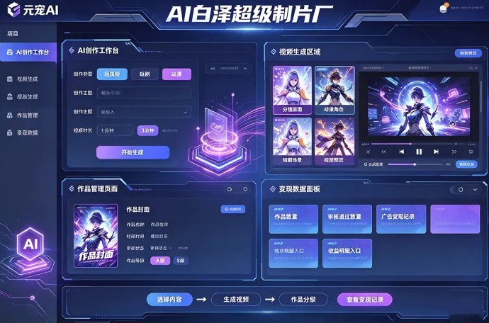 元宠AI开放AIGC短视频板块,白泽制片登场!