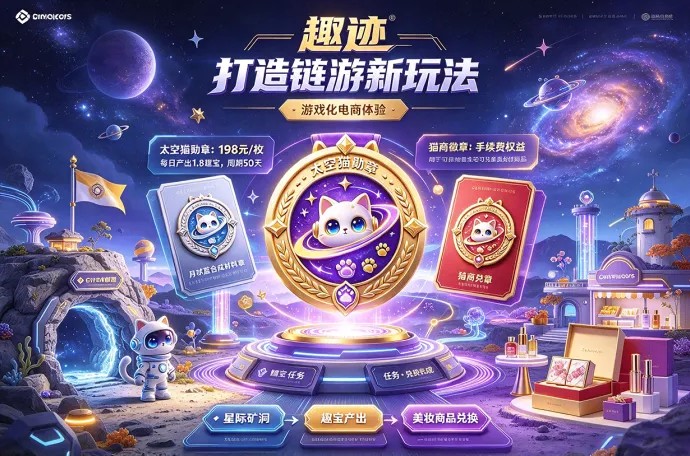 趣迹上线，链游融合电商新玩法，太空猫勋章与趣宝机制解析