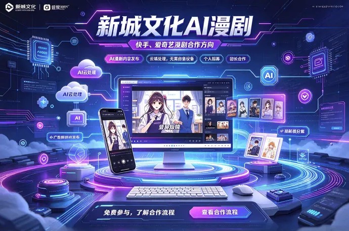 新城文化AI漫剧招募开启！快手、爱奇艺发剧合作，个人与团长均可了解