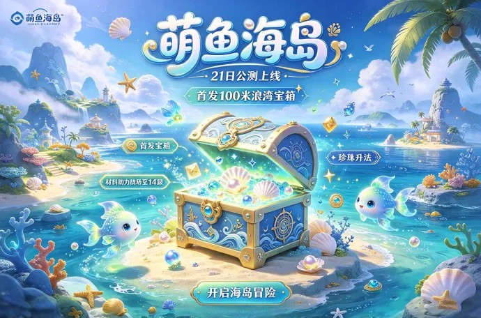 萌鱼海岛定档21日公测！浪湾宝箱登场，材料养成与珍珠集市同步开放