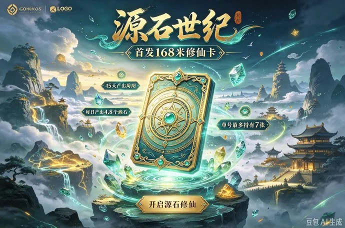 ​    源石世纪开启修仙养成！168米解锁修仙卡，每日产出源石