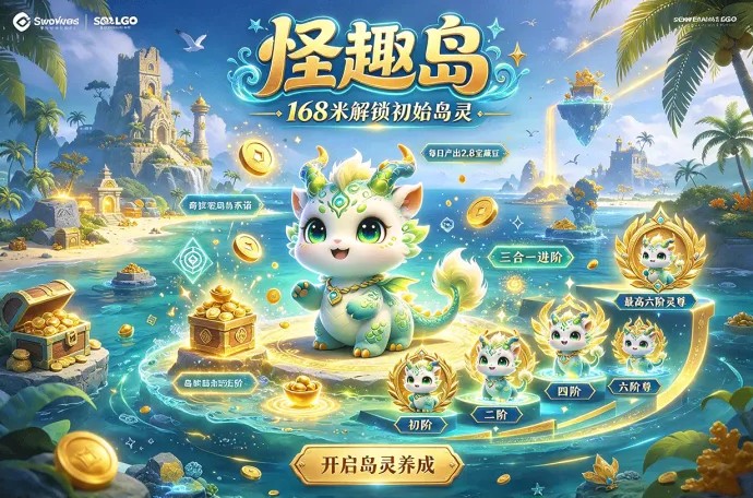 怪趣岛开启藏宝玩法！168米解锁初始岛灵，三合一进阶！
