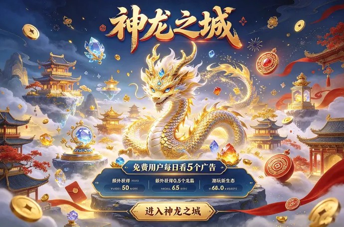 神龙之城免费用户也能玩！每天看5个广告，龙晶奖励这样算