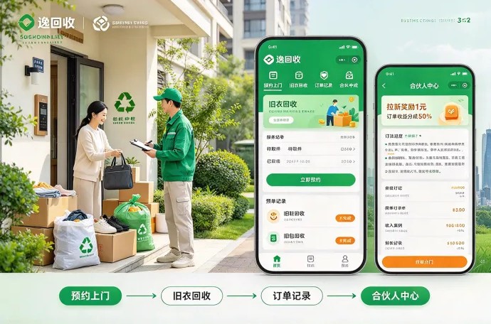 逸回收招募合伙人!旧衣旧鞋免费上门取件,还有拉新奖励