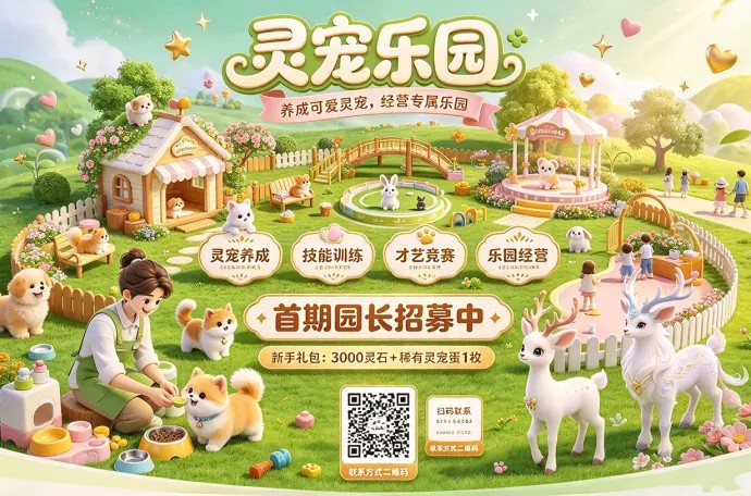 灵宠乐园首期园长招募中！宠物养成、技能训练、乐园经营多种玩法