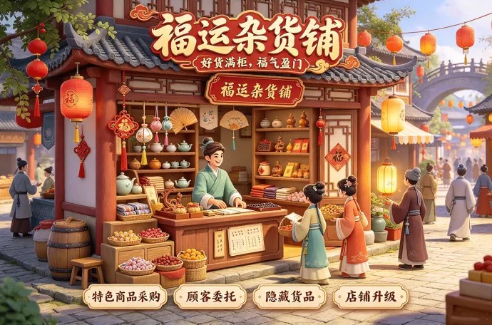 福运杂货铺开张啦！搜罗稀奇商品，解锁隐藏货品，迎接特别顾客