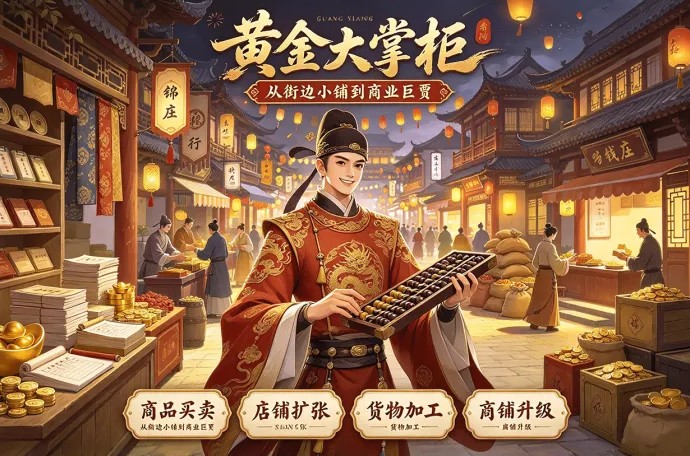 古风经营新玩法！黄金大掌柜从店铺经营入手，拓展自己的商业版图