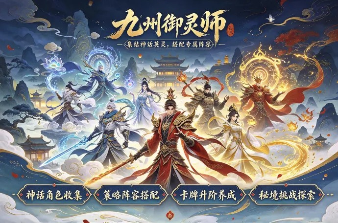 九州御灵师开启秘境冒险，收集神话角色、组合卡牌阵容，探索更多挑战