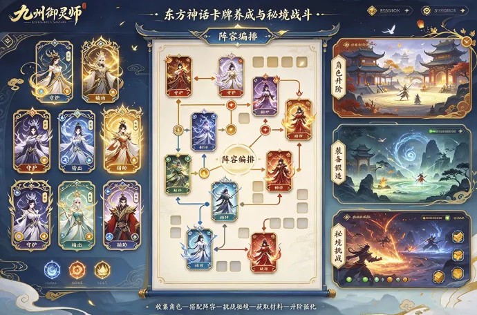 九州御灵师开启秘境冒险,收集神话角色、组合卡牌阵容,探索更多挑战