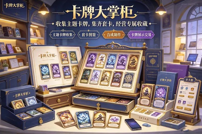 《卡牌大掌柜》不只是收集卡牌，还能经营自己的收藏店！套卡图鉴、合成制作、展示交易多种玩法