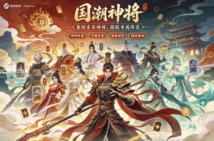 《国潮神将》集结东方神话角色！卡牌收集搭配阵容，神将升星、装备培养，闯关挑战不断解锁新内容