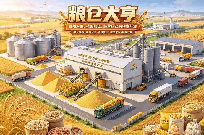 想体验粮食产业经营？粮仓大亨从收粮入库开始，逐步拓展加工业务！