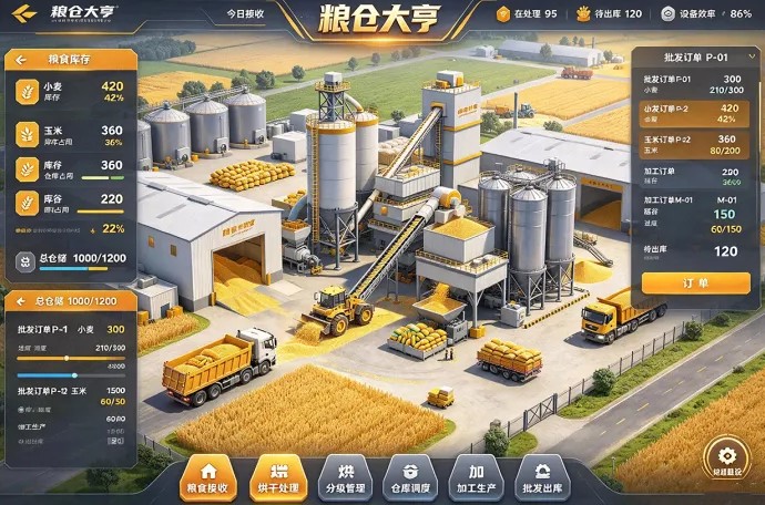 想体验粮食产业经营?粮仓大亨从收粮入库开始,逐步拓展加工业务!