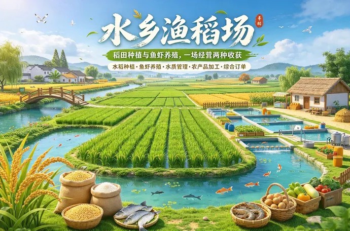 种田还能养鱼虾？水乡渔稻场把水稻种植和水产养殖结合起来，体验双线经营！