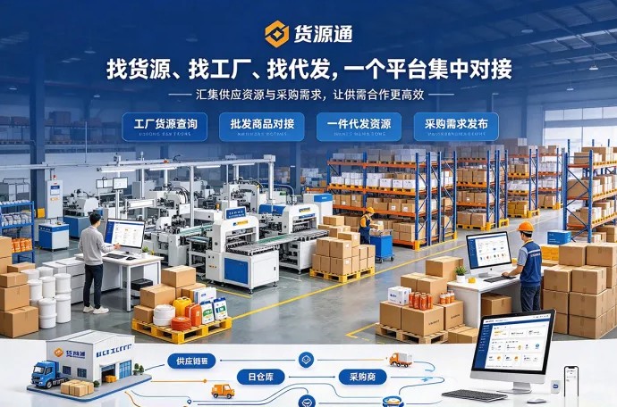 货源通主打货源整合！从工厂直供到批发商品、代发资源，多种渠道集中查找！
