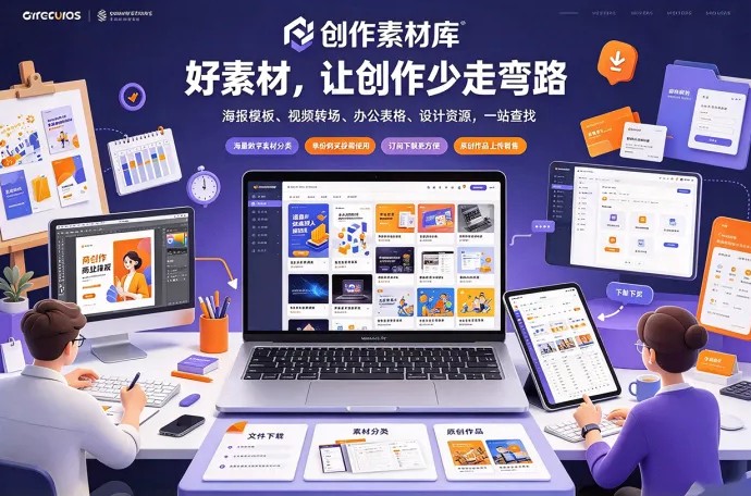 创作素材不用到处找！海报、视频、表格资源集中提供，创作者还能上传原创内容！