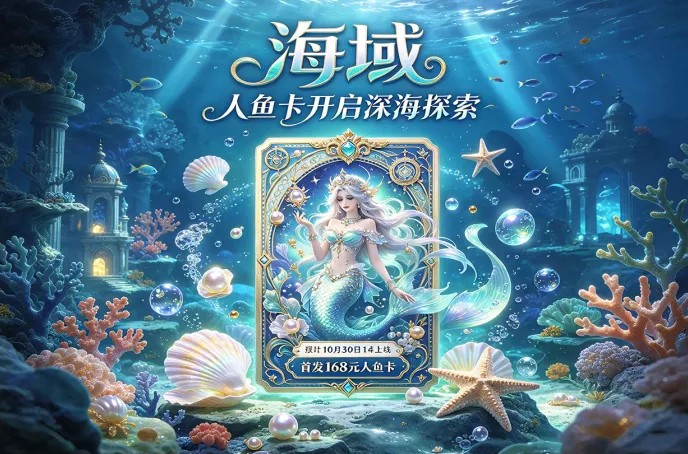 海域10月30日14点上线！168米人鱼卡，每日产出1.1个贝壳