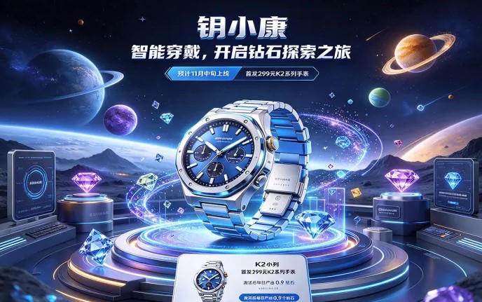 钥小康预计11月中旬上线！299米K2系列手表，开启钻石产出玩法！